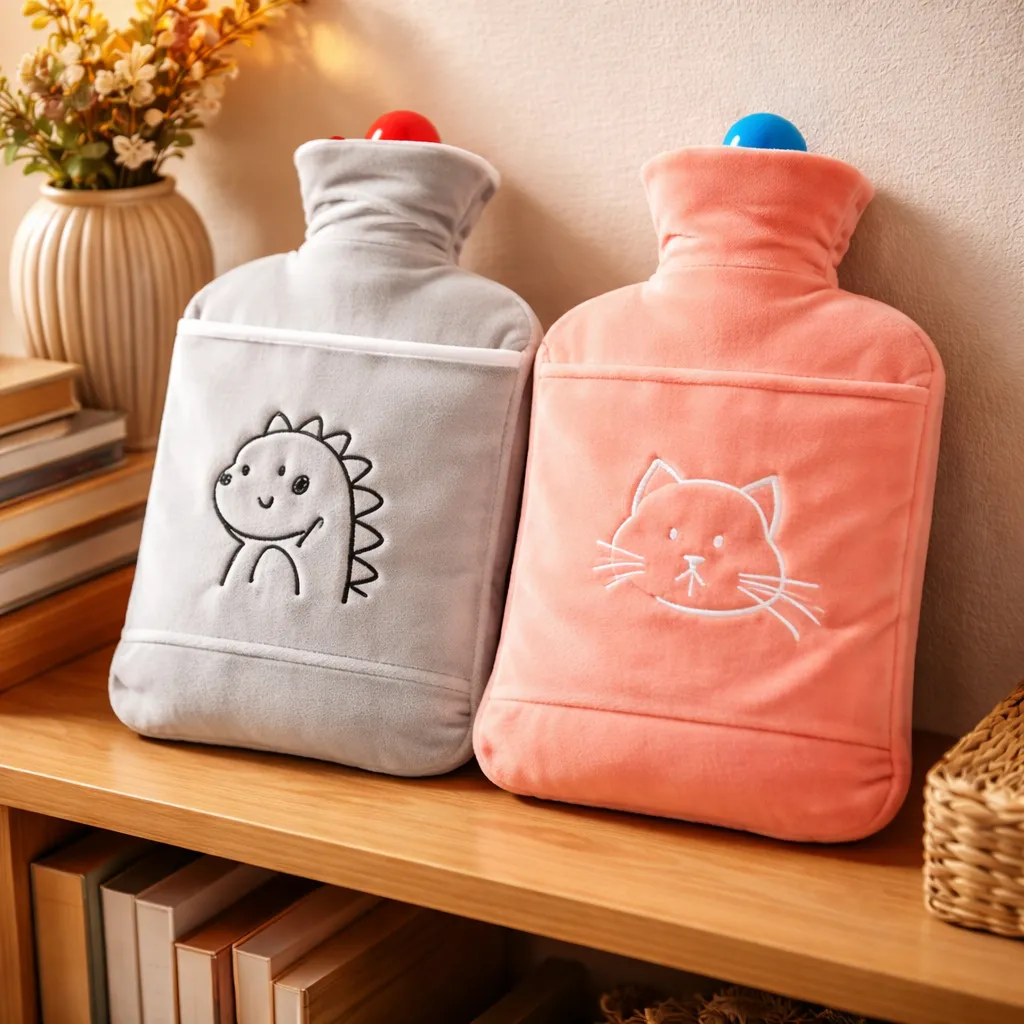 Guatero Bolsa Agua Caliente Funda De Felpa Y Bolsillo 2000ml-3