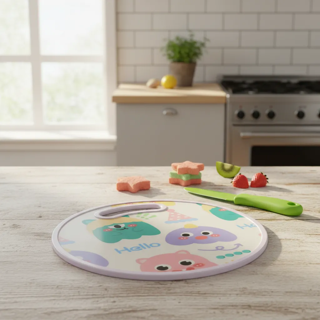 Tabla De Picar Plastica Redonda 30cm Estampado Infantil-2