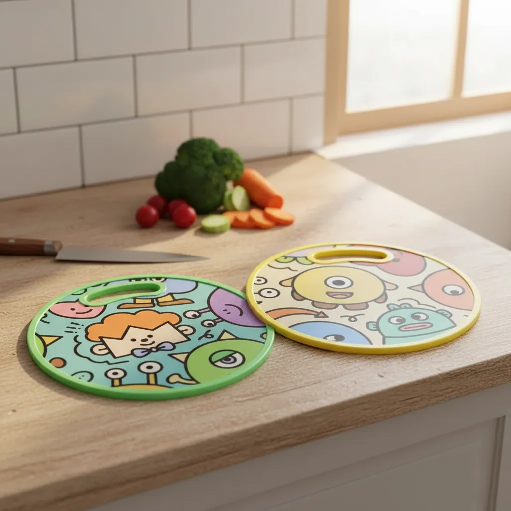 Tabla De Picar Plastica Redonda 30cm Estampado Infantil-3