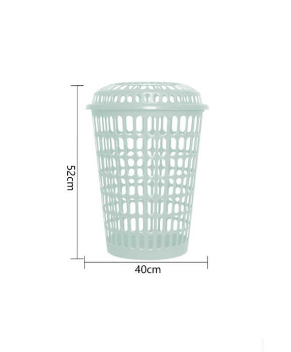Canasto De Ropa Sucia Plastico Calado Redondo Con Tapa 52cm-2