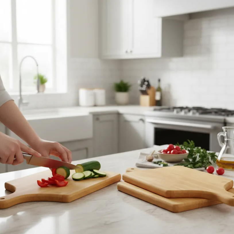 Tabla De Bamb Para Pizza Picar Y Servir Con Mango 40x24cm-2