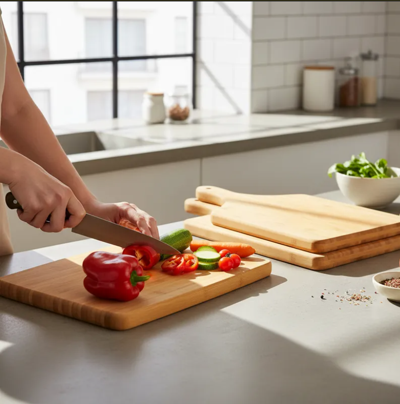 Tabla De Bamb Para Pizza Picar Y Servir Con Mango 40x24cm-3