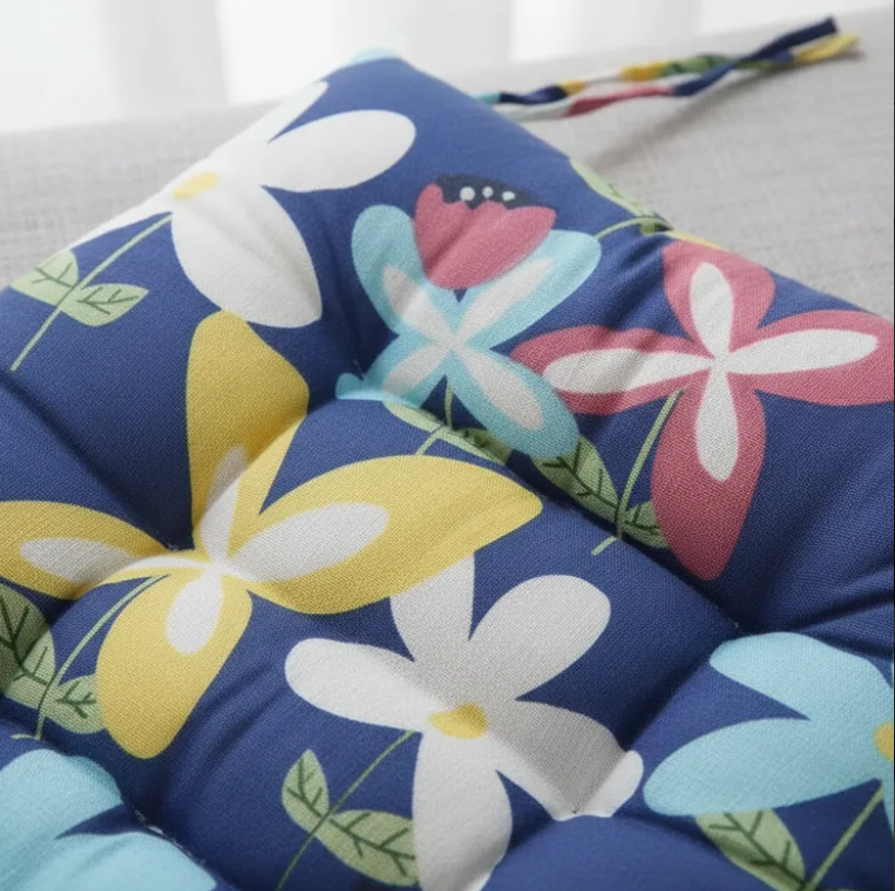 Cojin Para Silla Acolchado Floral 40x40cm Con Amarras-3