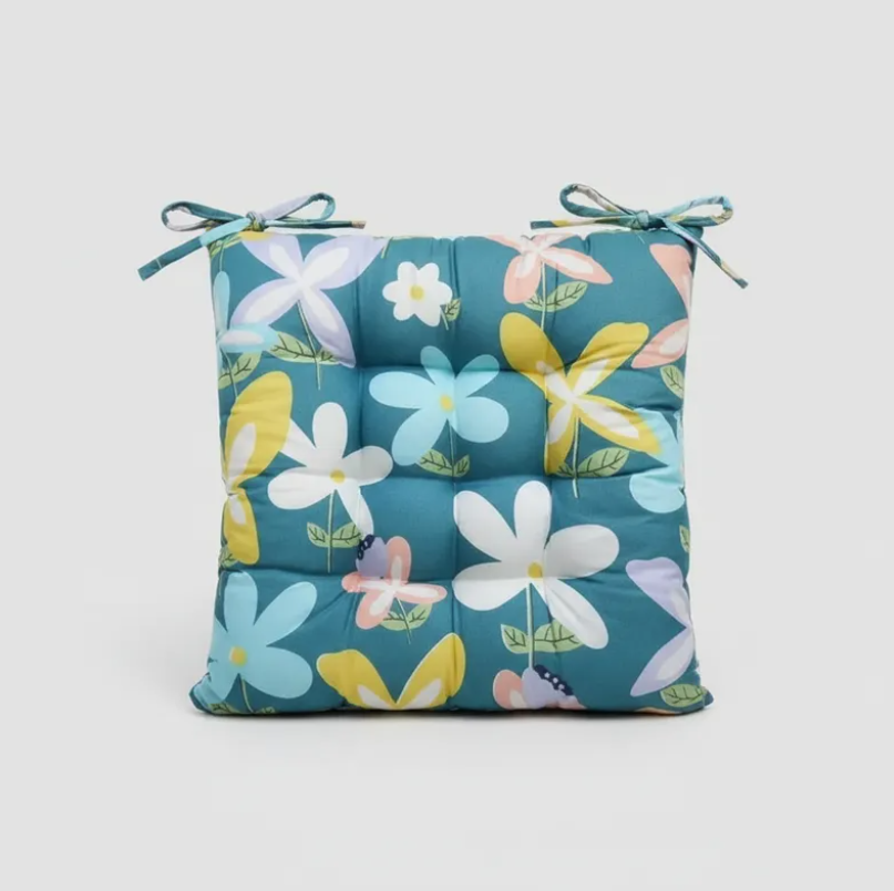 Cojin Para Silla Acolchado Floral 40x40cm Con Amarras-4