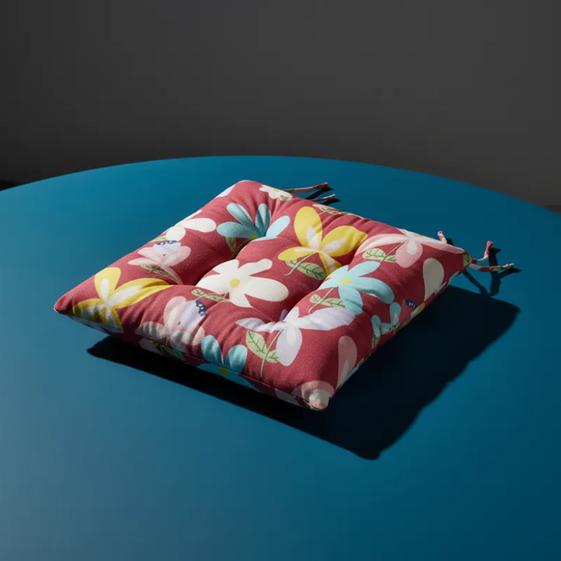 Cojin Para Silla Acolchado Floral 40x40cm Con Amarras-5