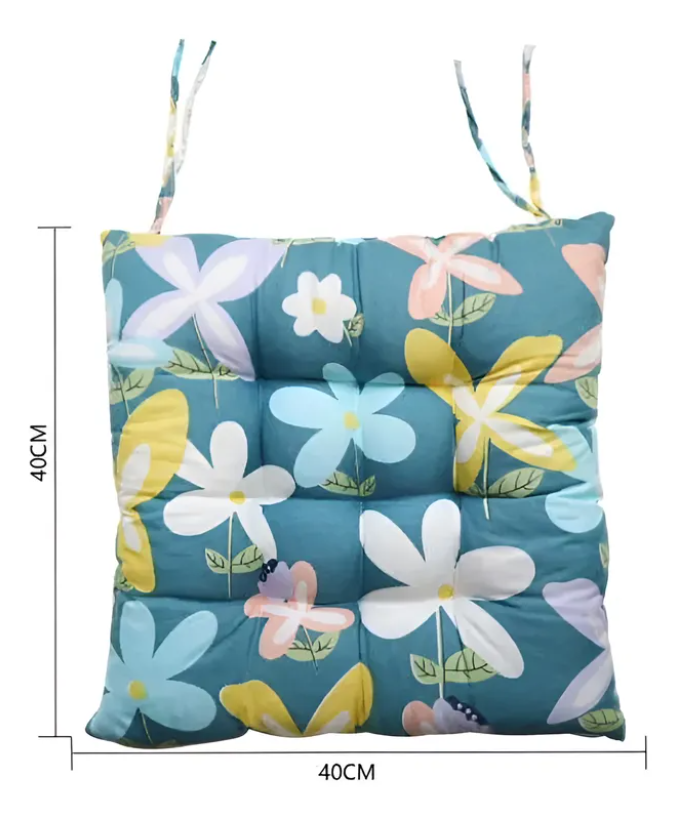 Cojin Para Silla Acolchado Floral 40x40cm Con Amarras-8