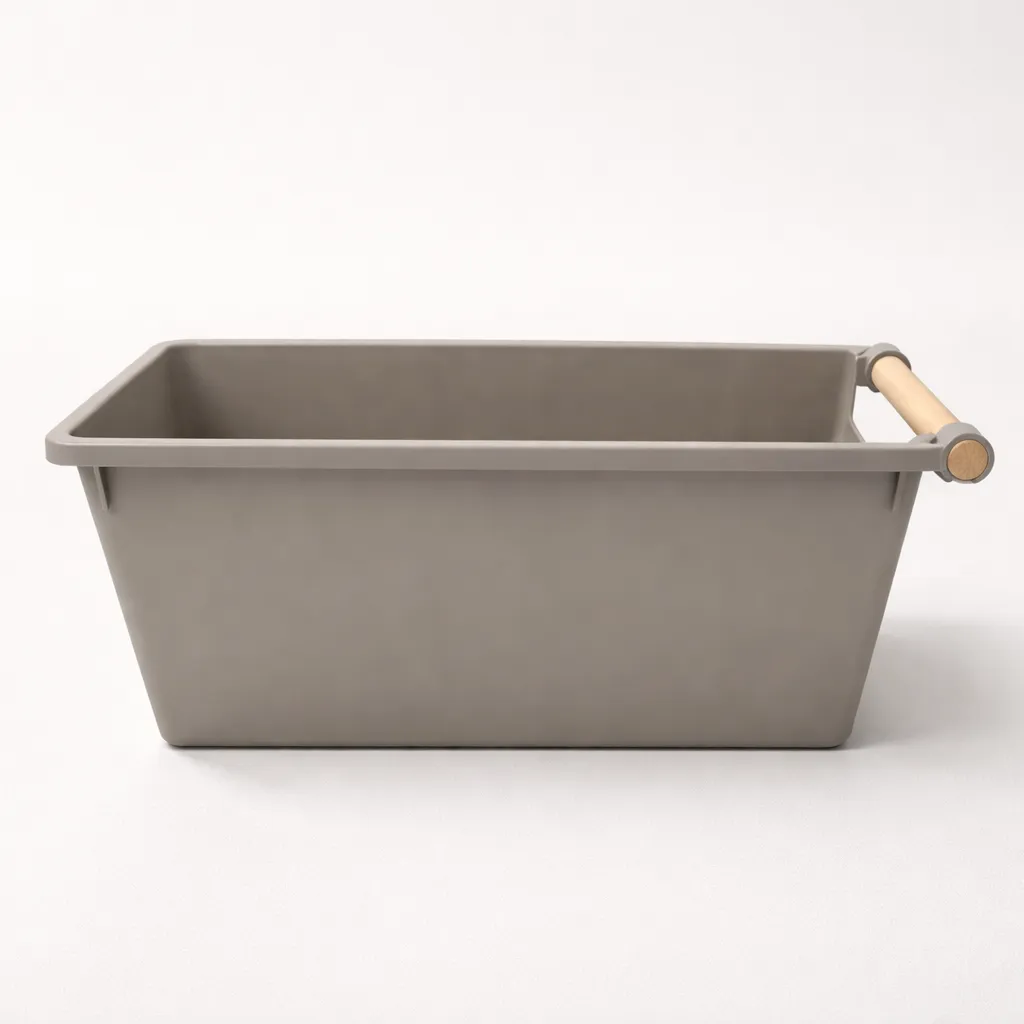 Caja Organizadora Plastica Con Asas De Madera 33x18x14cm-0