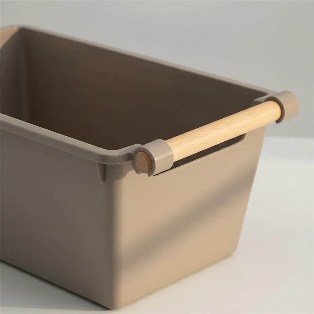 Caja Organizadora Plastica Con Asas De Madera 33x18x14cm-2
