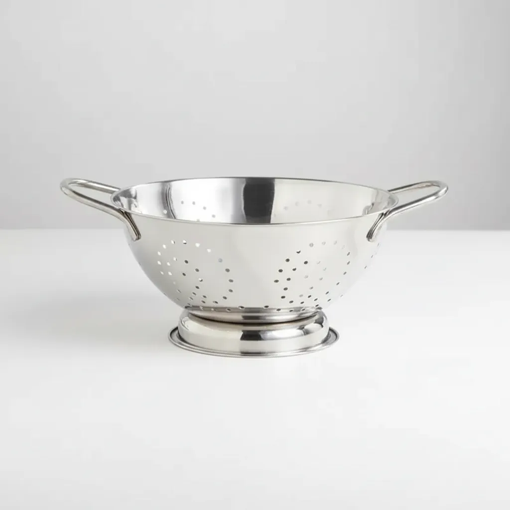 Colador Acero Inoxidable 28cm Con Base Y Asas Cuiner-0