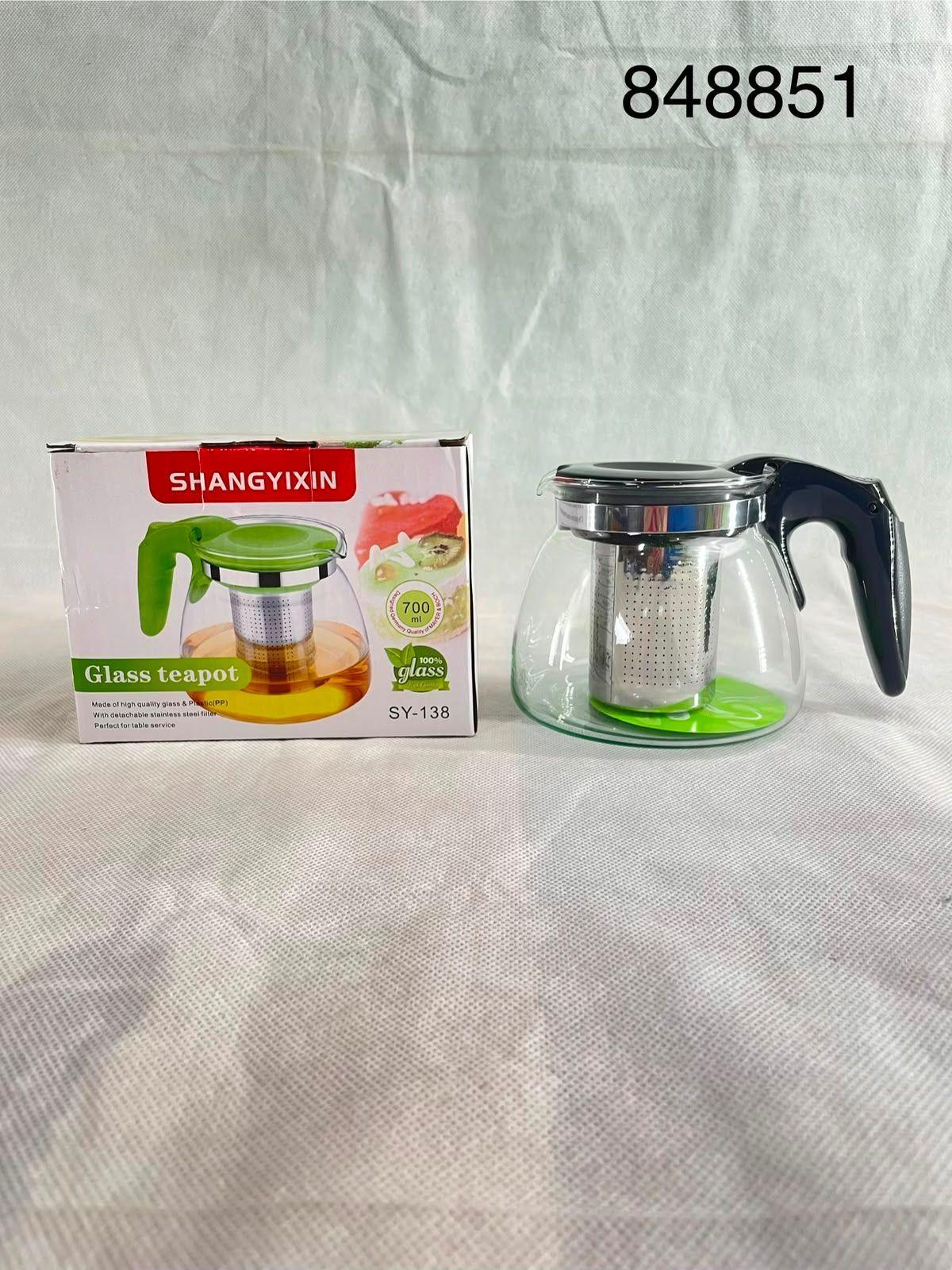 Tetera De Vidrio Con Infusor De Acero 700ml Con Mango-4