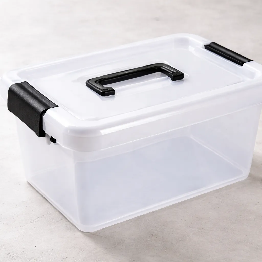 Caja Organizadora Plastica Transparente 20l Con Tapa Y Asa-0