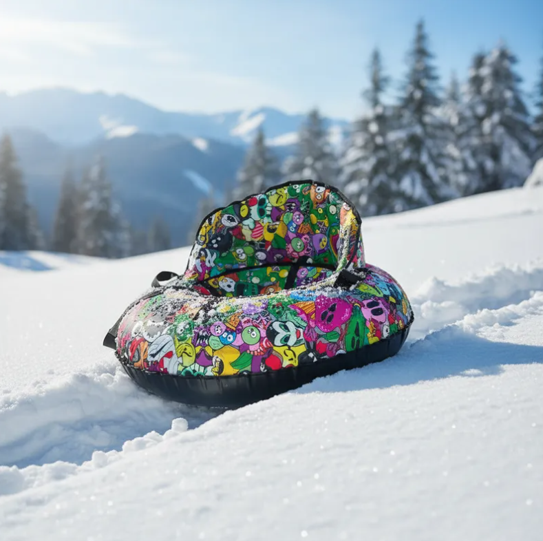 Trineo Inflable Donut Para Nieve 90cm Con Asiento Y Manillas-4