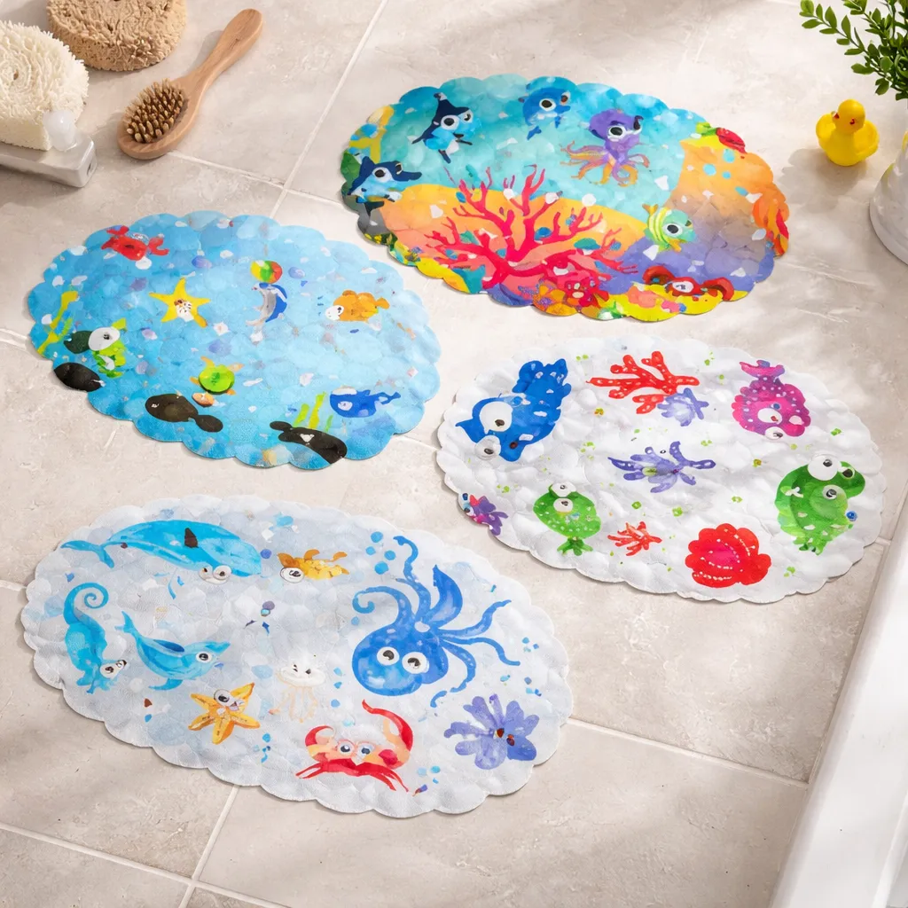 Alfombra Antideslizante Infantil Marino Ovalada 35x65cm-2
