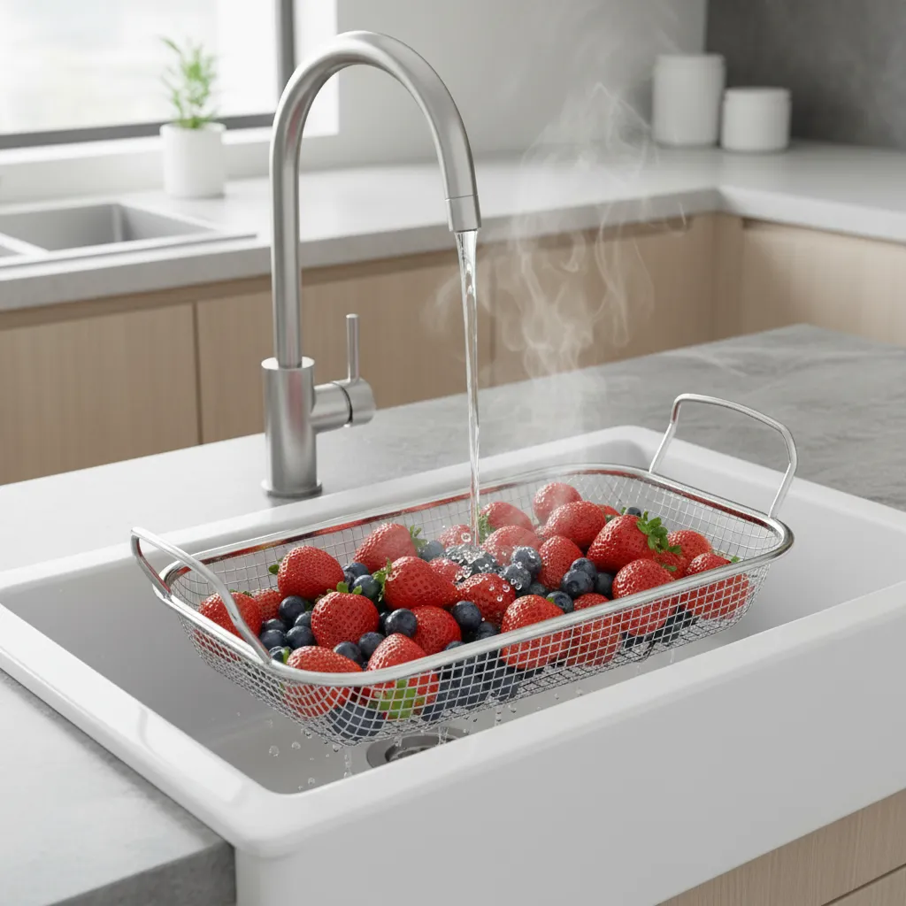 Colador Metalico Rectangular Seca Verduras 29 5cm Con Asas-1