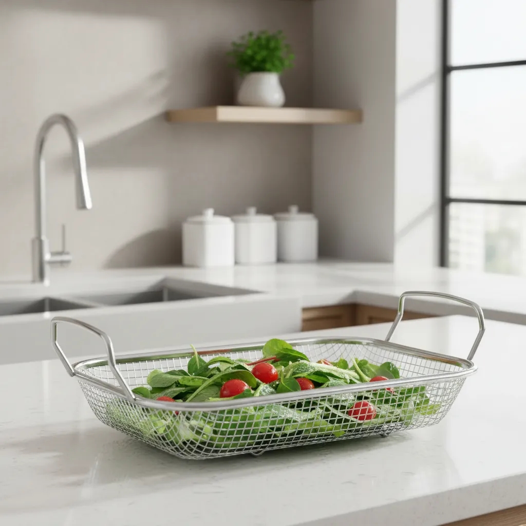 Colador Metalico Rectangular Seca Verduras 29 5cm Con Asas-2