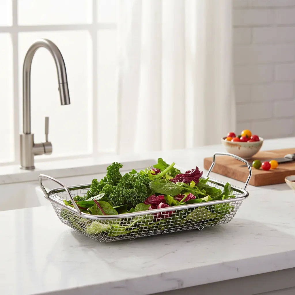 Colador Metalico Rectangular Seca Verduras 29 5cm Con Asas-3