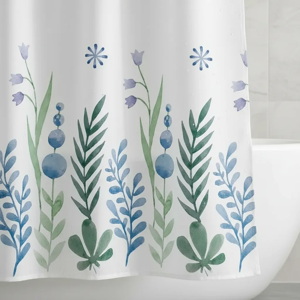 Cortina Para Ducha Peva Con Estampado Floral Impermeable 180x180cm-3
