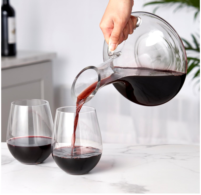 Jarra Decantador De Vino Vidrio Con Asa Aireador-4