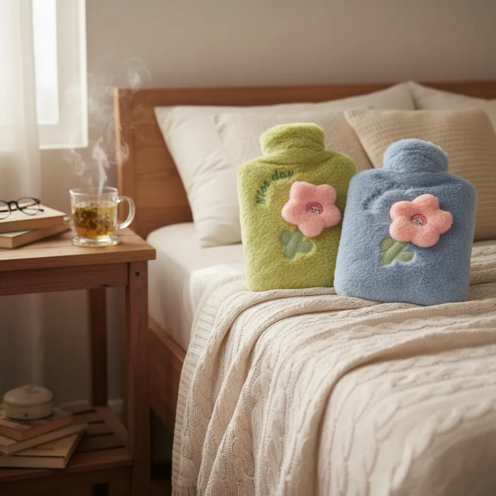 Guatero De Agua Caliente Con Funda Felpa De Flor 2000ml-0