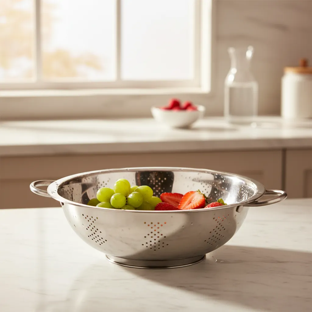 Colador Acero Inoxidable Con Asas Para Cocina 24cm-2