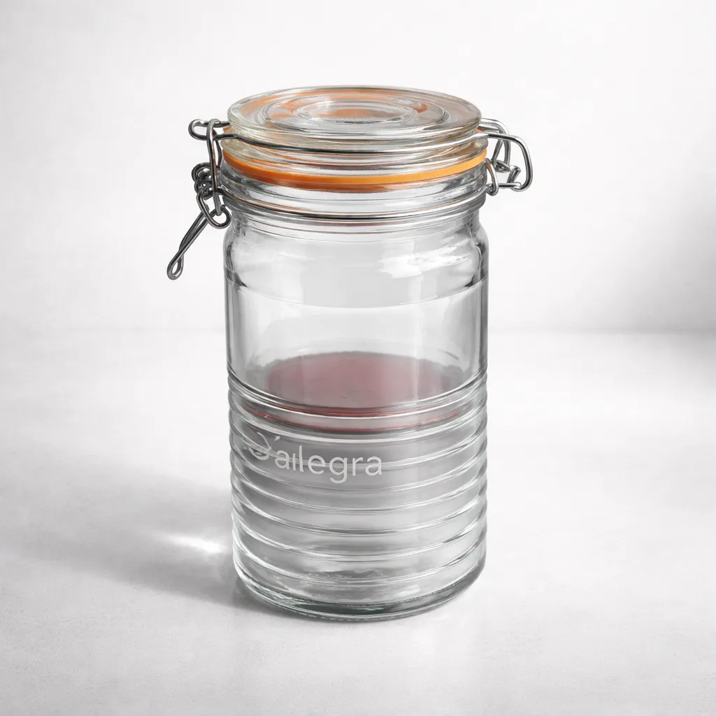 Frasco De Vidrio Hermetico Con Tapa Para Cocina 1 Litro-1
