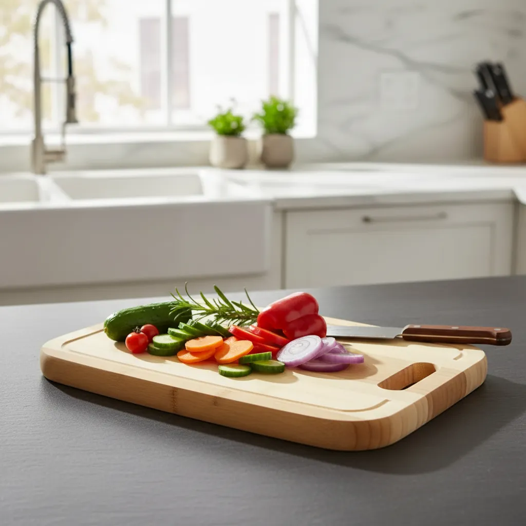 Tabla De Madera Para Picar De Bambu Con Asa 30x40 Cm-3