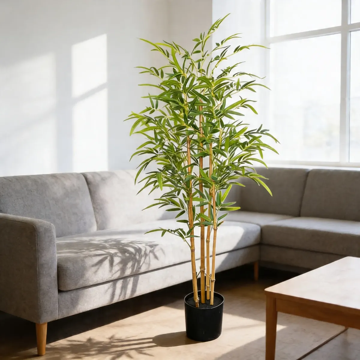 Planta Bambu Artificial Decorativa Grande Macetero 1,20cm-2
