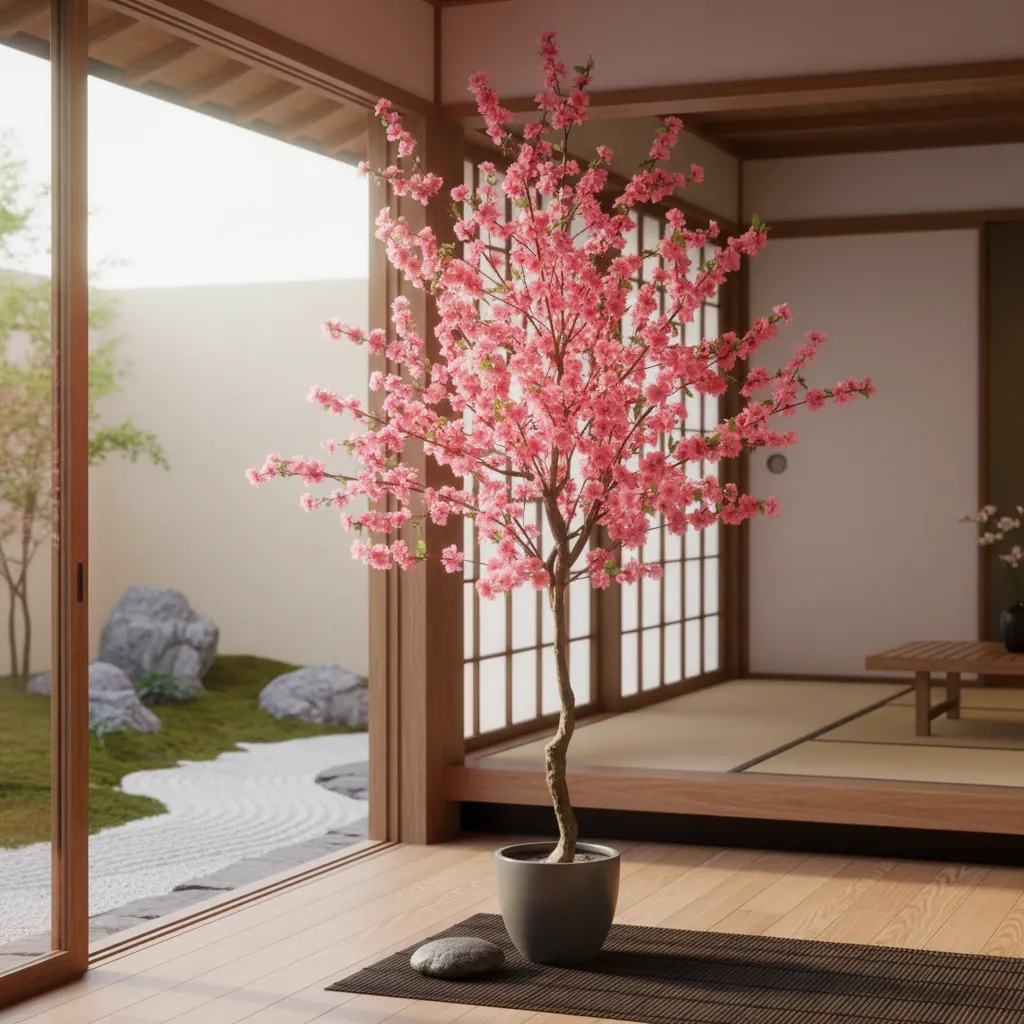 Planta Artificial Cerezo Sakura Hogar Con Macetero 1,50cm-2