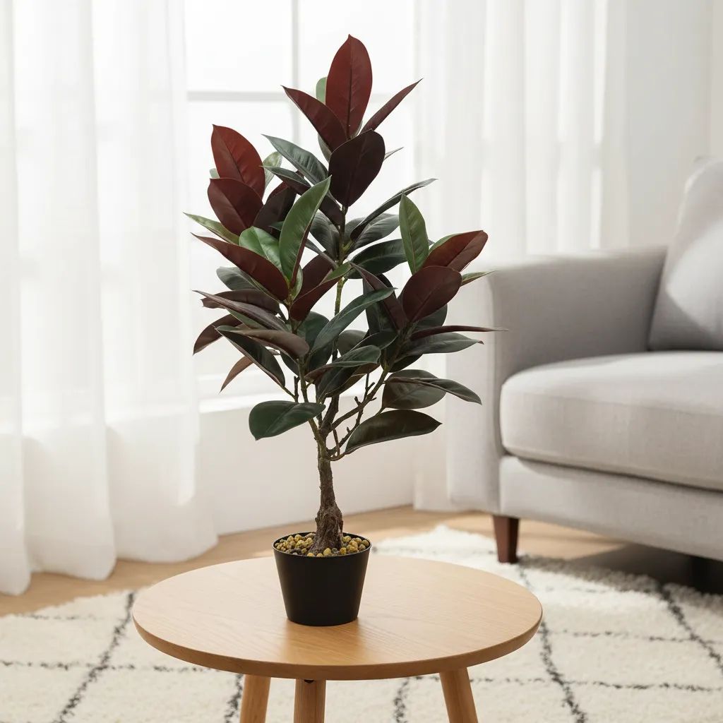 Planta Artificial Tipo Gomero Ficus Con Macetero 80cm-2