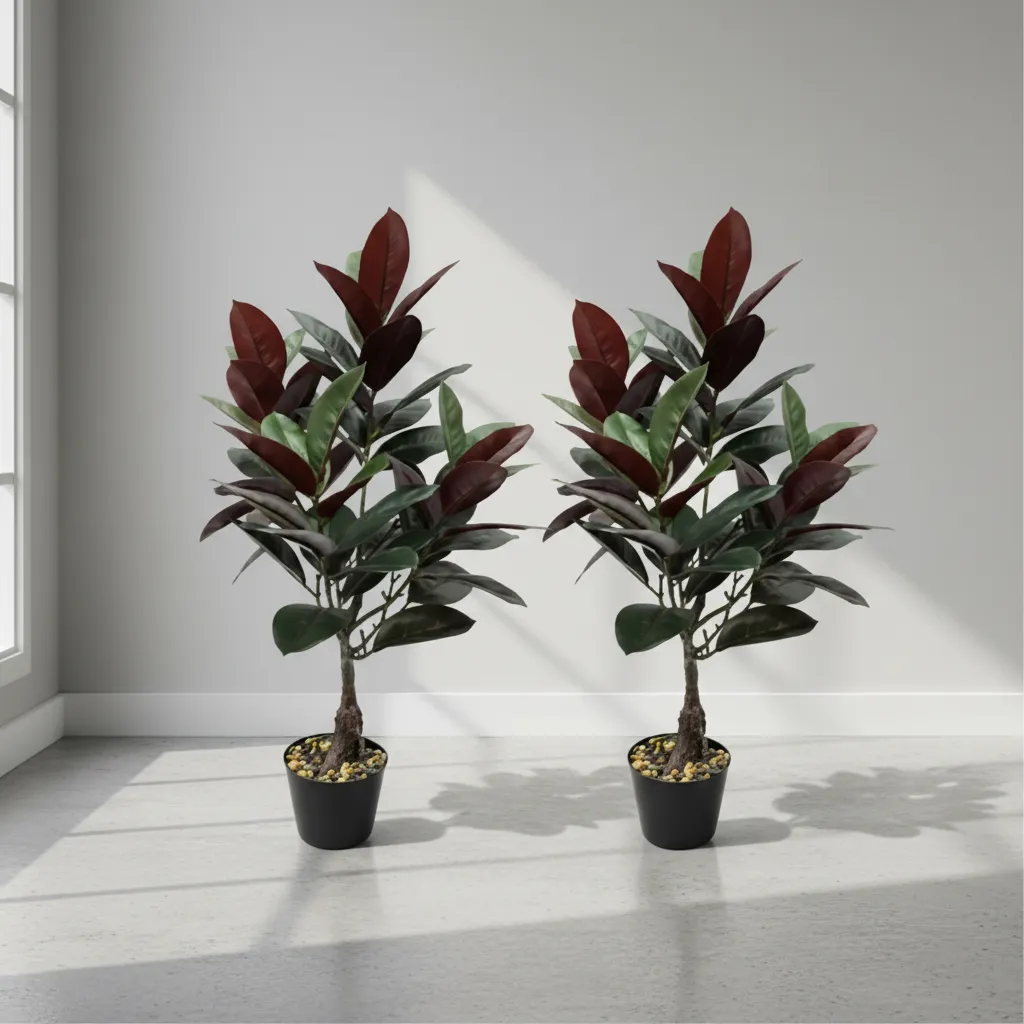 Planta Artificial Tipo Gomero Ficus Con Macetero 80cm-3