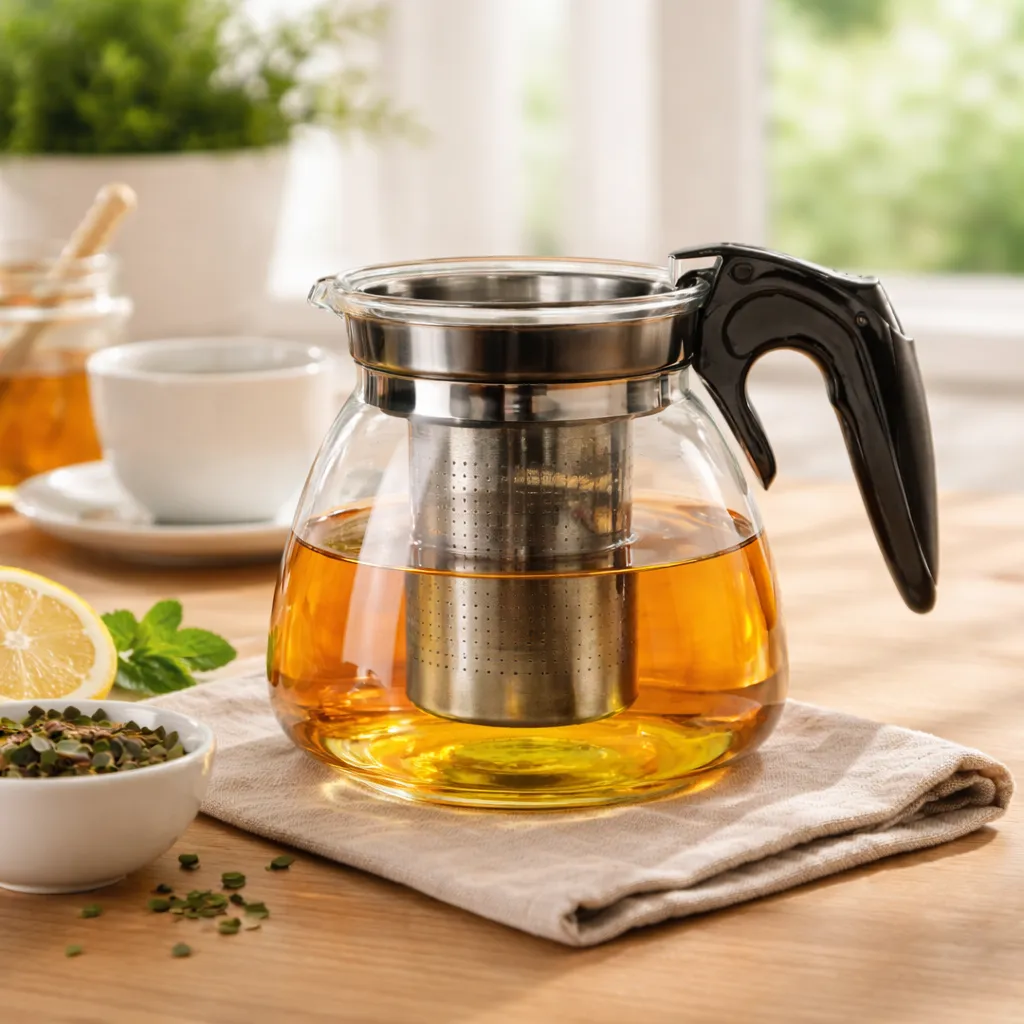 Tetera De Vidrio Con Infusor De Acero Inoxidable 1100ml-4