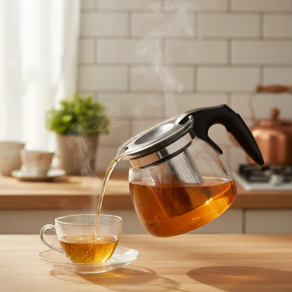 Tetera De Vidrio Con Infusor De Acero Inoxidable 1100ml-5