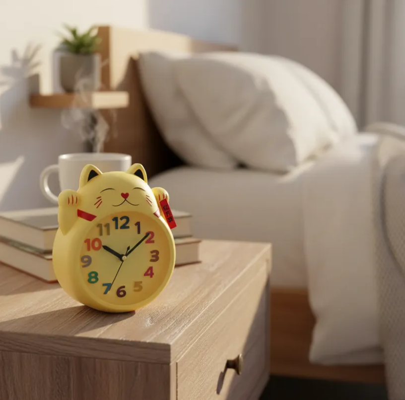 Reloj Despertador Gato De La Suerte Maneki Neko Decorativo-4