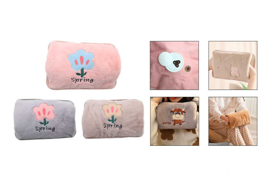 Guatero Electrico Recargable Felpa Modelo Flor Calientamanos-2