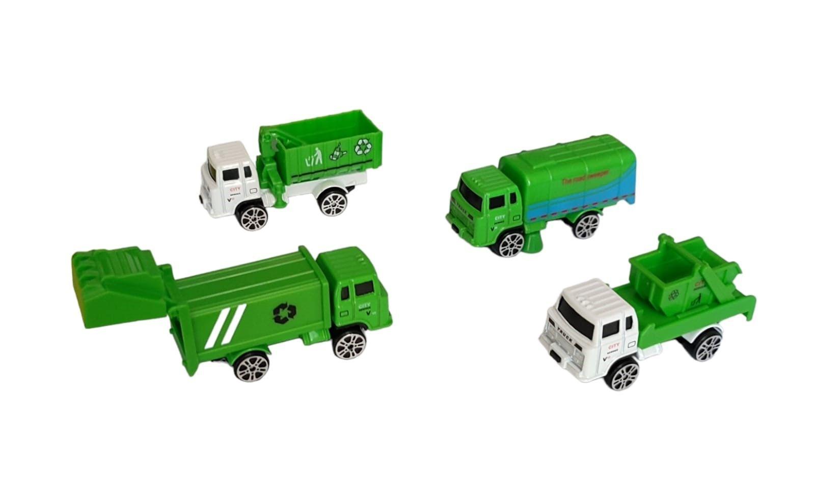 2 set de 4 autos metalicos a eleccion; policia, bombero o basura ¡ideal para regalo!-2