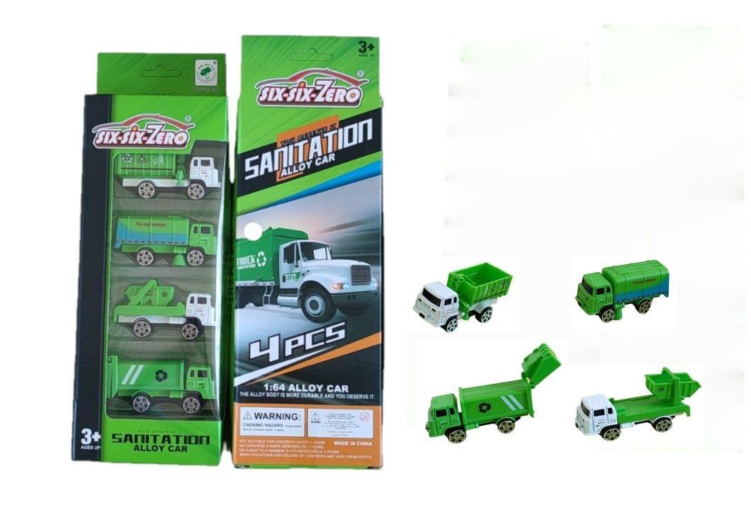 2 set de 4 autos metalicos a eleccion; policia, bombero o basura ¡ideal para regalo!-3