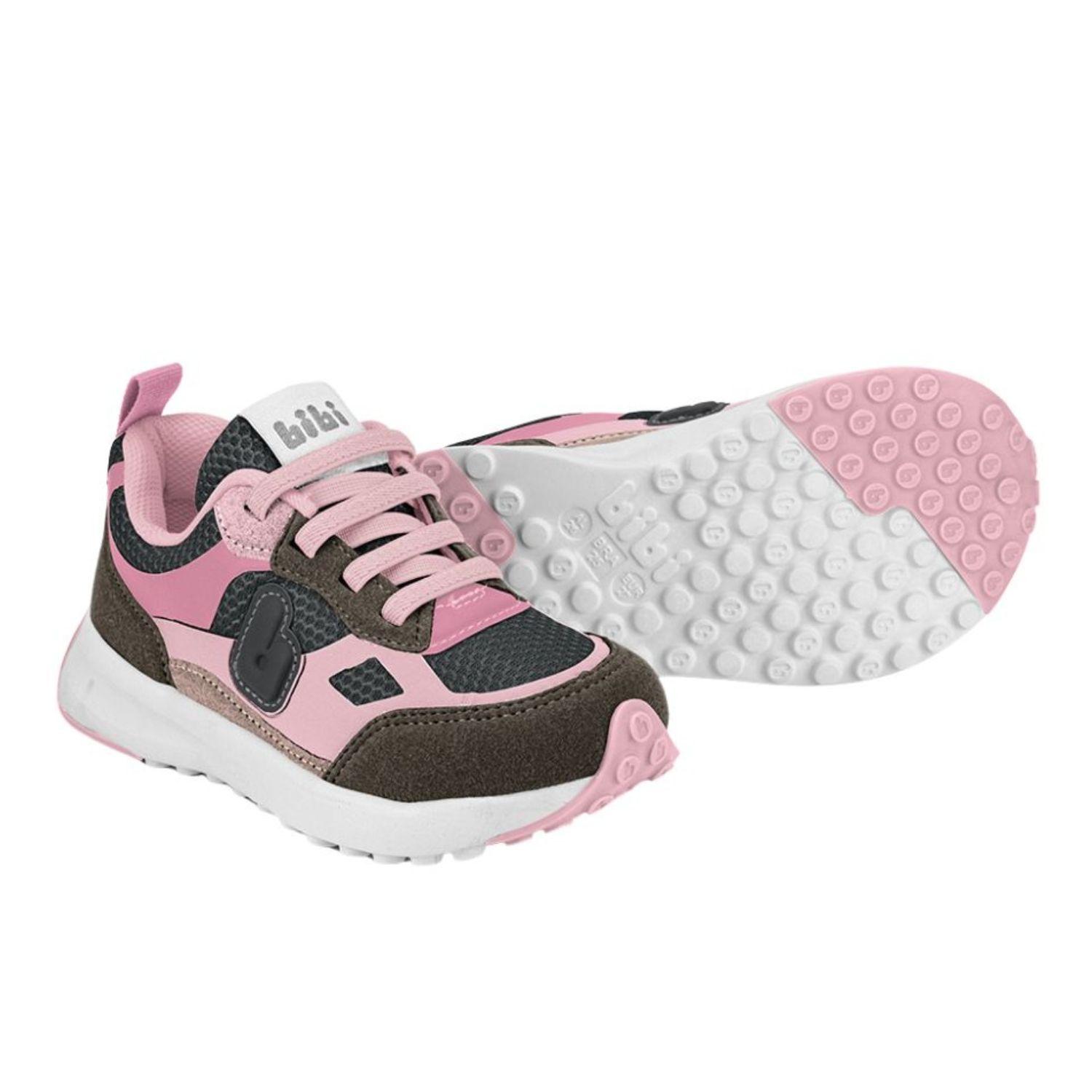 Zapatillas Jogging Gris-Rosa Bibi 1236026-2