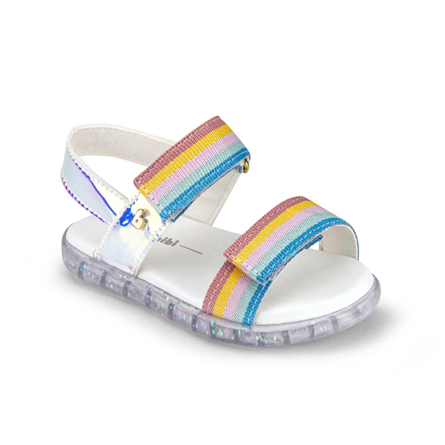 Sandalias Baby Soft Plateado Rainbow Holografico Niña Bibi-1