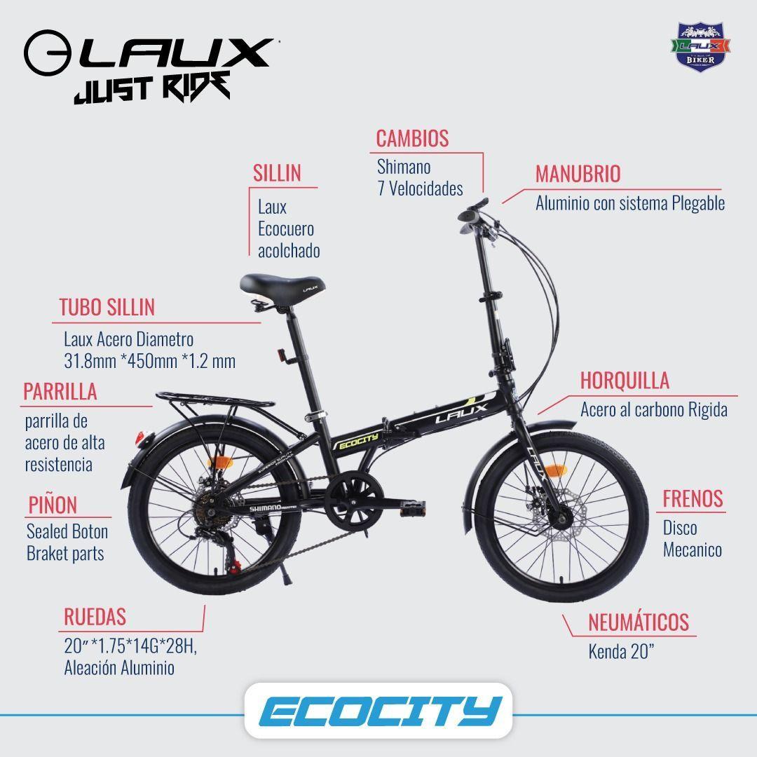 BiCICLETA PLEGABLE ARO 20" ECOCITY COLOR NEGRO MATE -7