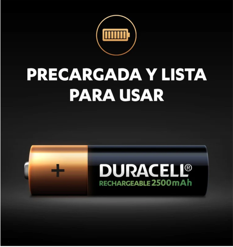 Pilas Duracell Recargables AA 2500mAh, 4 Pilas-2