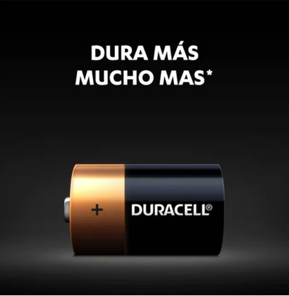 Pila Duracell Tipo D (2 Pilas, Batería Grande, Dura Más-2