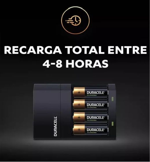 Cargador Duracell para Pilas AA/AAA + 4 Pilas Recargables AA-3
