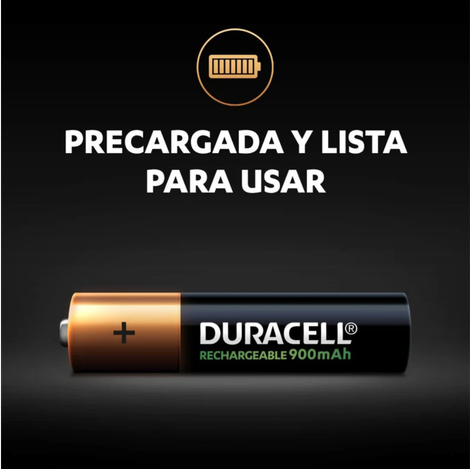 Pilas Duracell Recargables AAA 900mAh, 4 Pilas-2