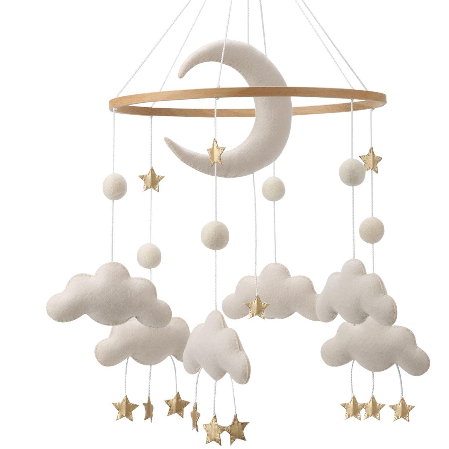 MOVIL BEBE NUBES ,LUNA Y ESTRELLAS DORADAS-1