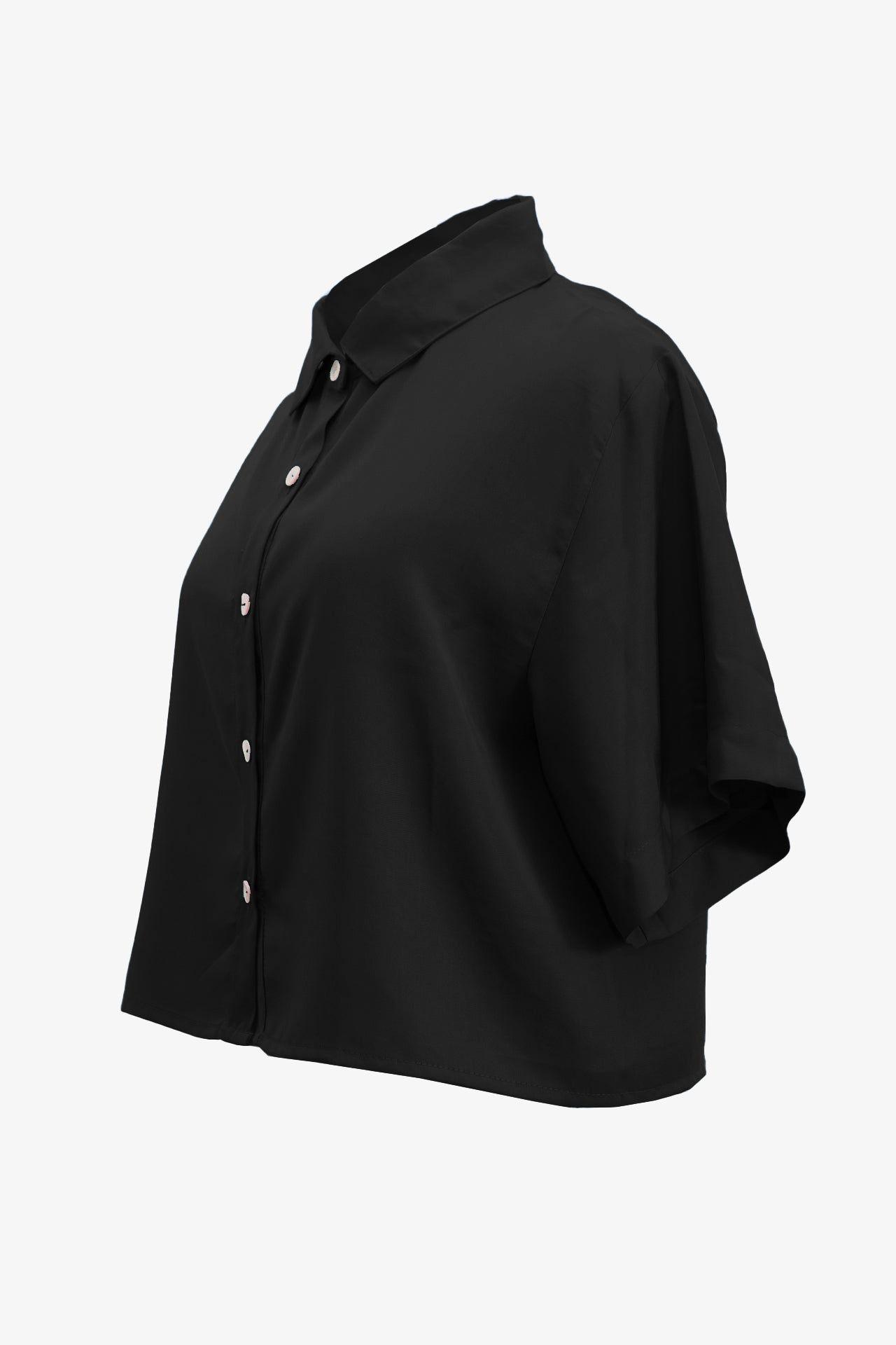 Camisa Crop TENCEL™ Negro-2