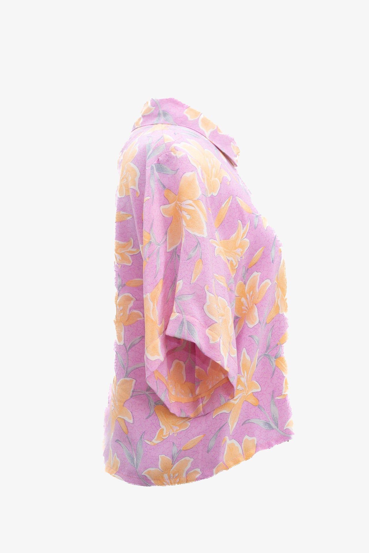 Camisa Crop Seda Rosada-1