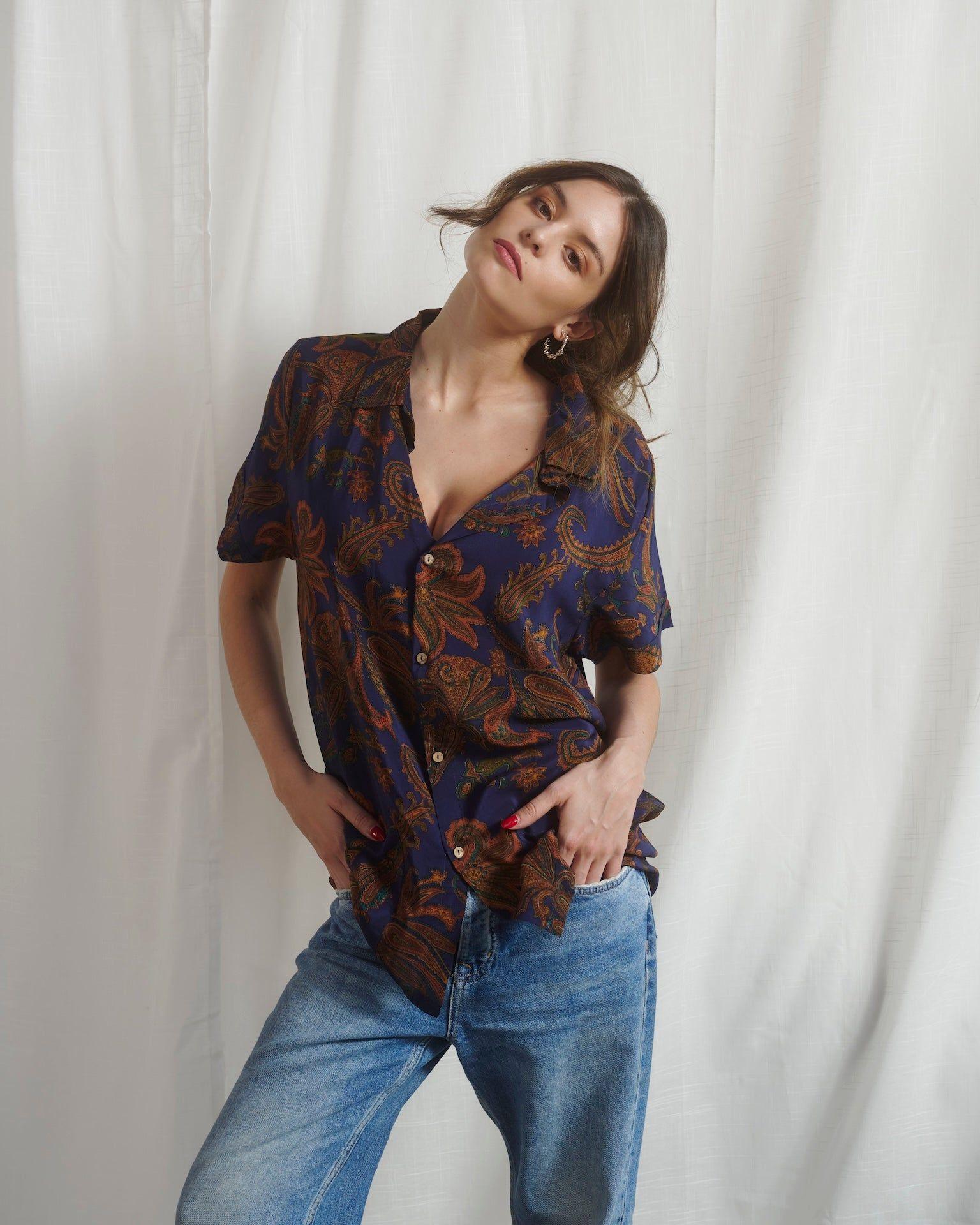 Camisa para Dos Azul Seda-1