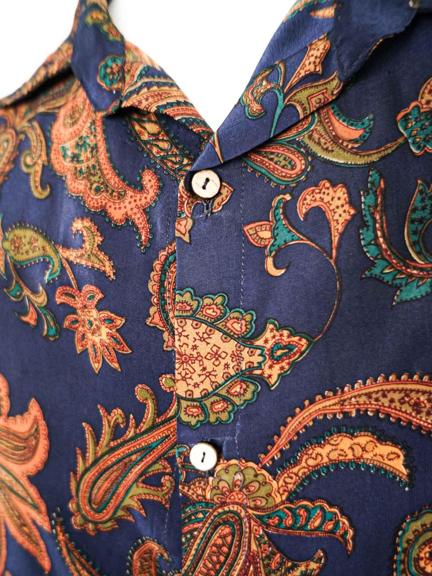 Camisa para Dos Azul Seda-5