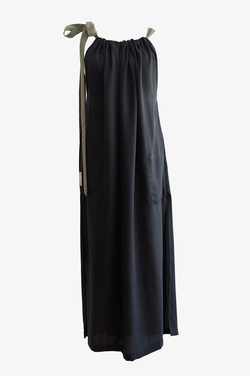 Vestido Risco Tencel Negro-4
