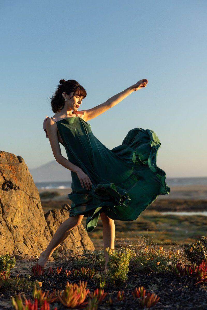 Vestido Pleamar Cupro Verde-0
